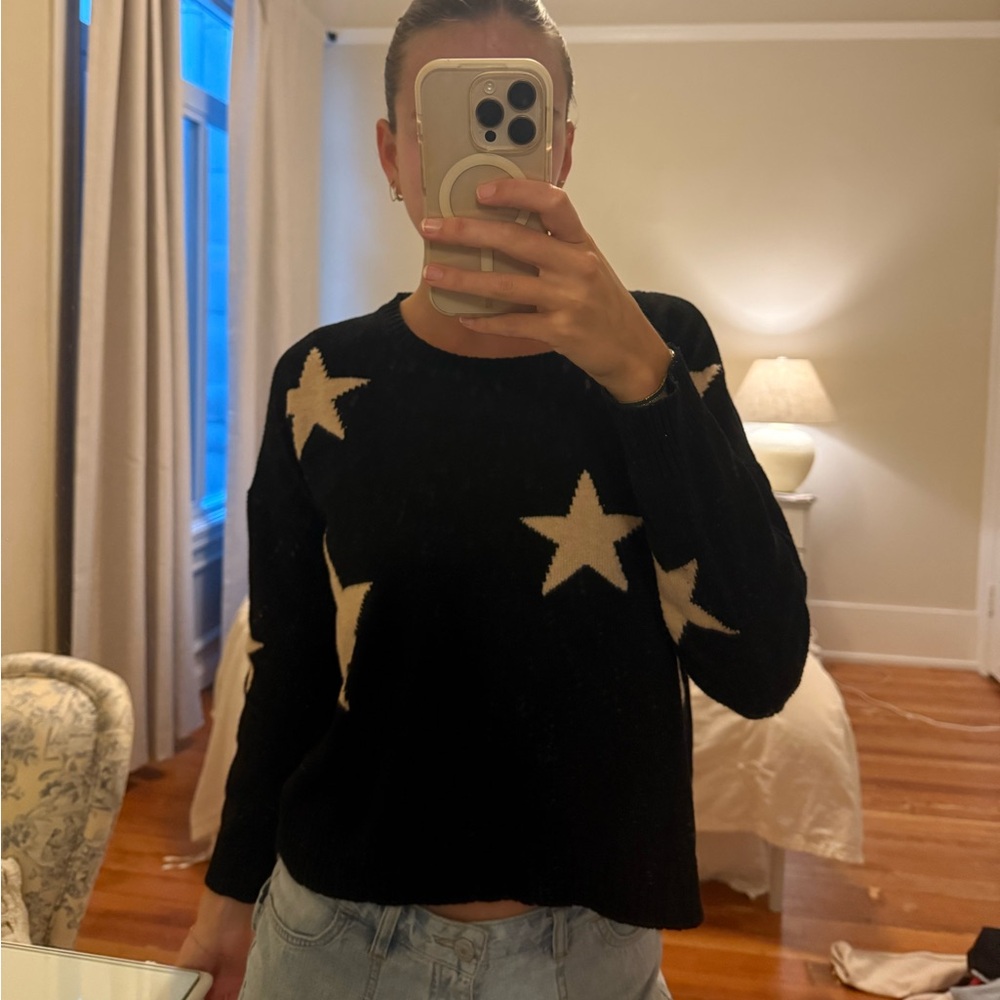 Black Sweater with Cream Stars